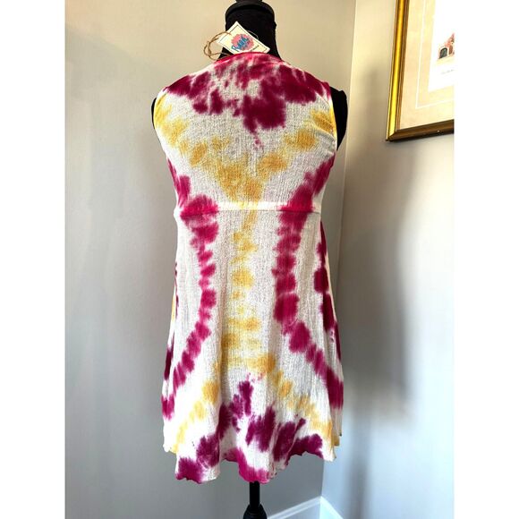 NWT Raga Asymmetrical Boho Beach Sleeveless Gauzy Tie Dyed - Picture 3 of 7